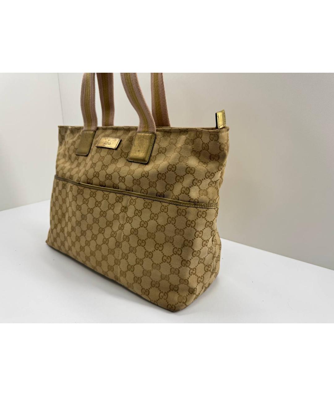 GUCCI Бежевая тканевая сумка тоут, фото 3