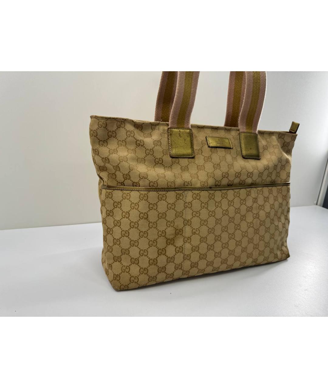 GUCCI Бежевая тканевая сумка тоут, фото 4