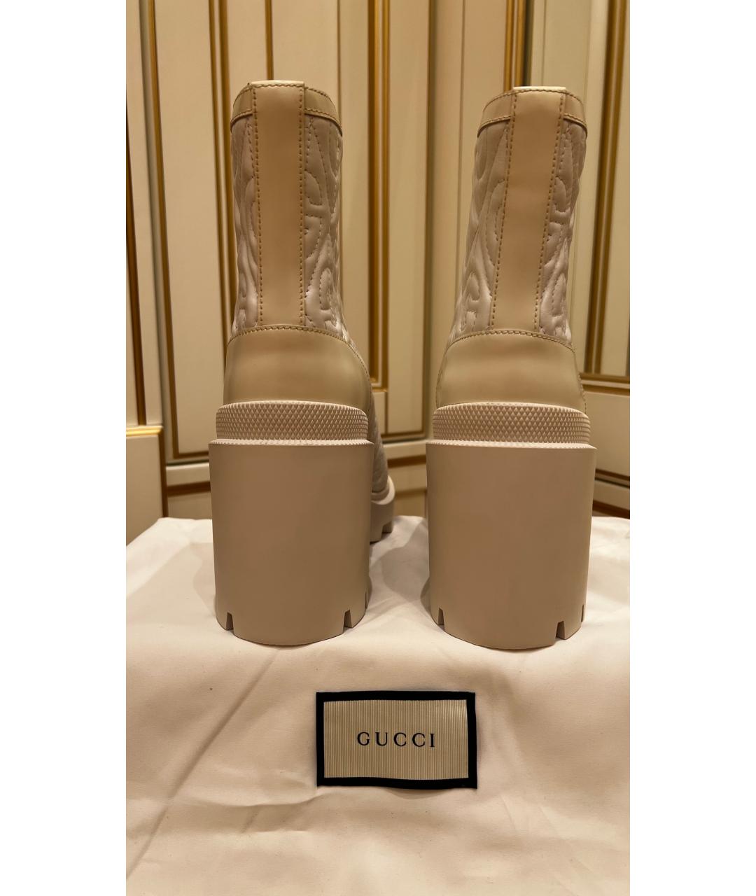 GUCCI Бежевые кожаные ботинки, фото 5