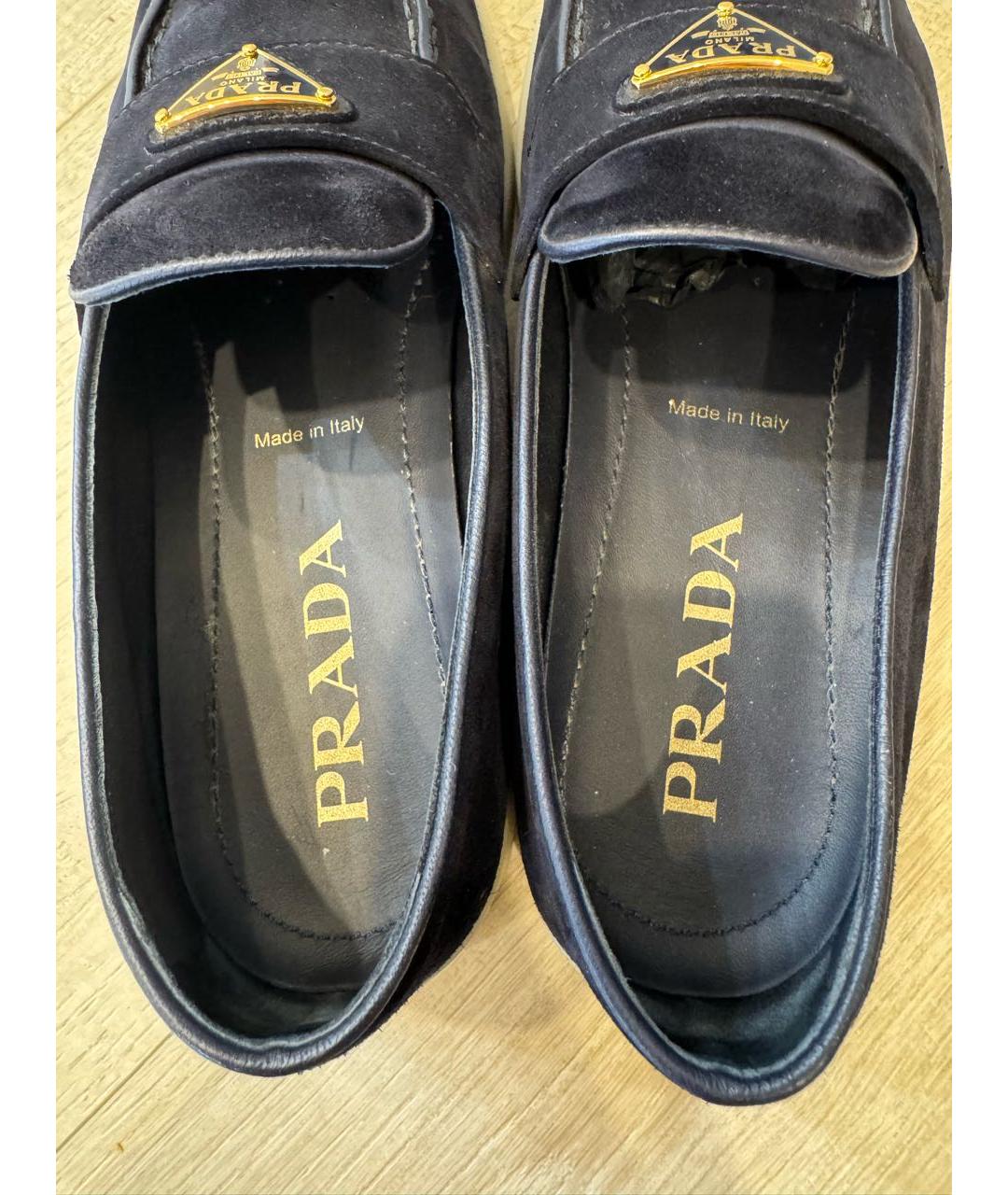 PRADA Темно-синие замшевые лоферы, фото 3