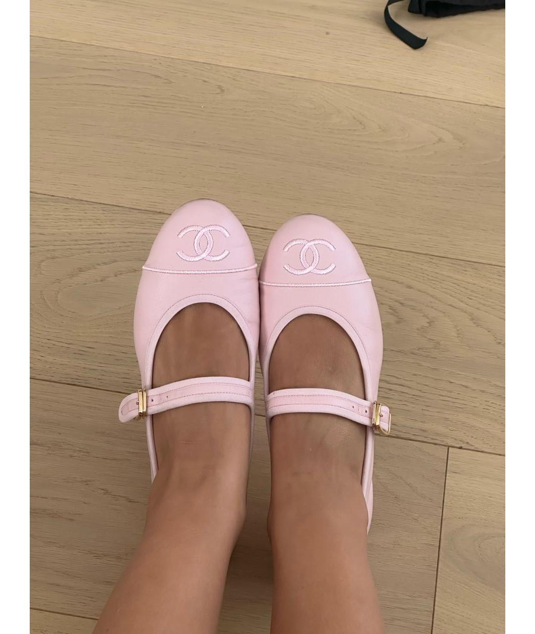 CHANEL Розовые кожаные балетки, фото 2