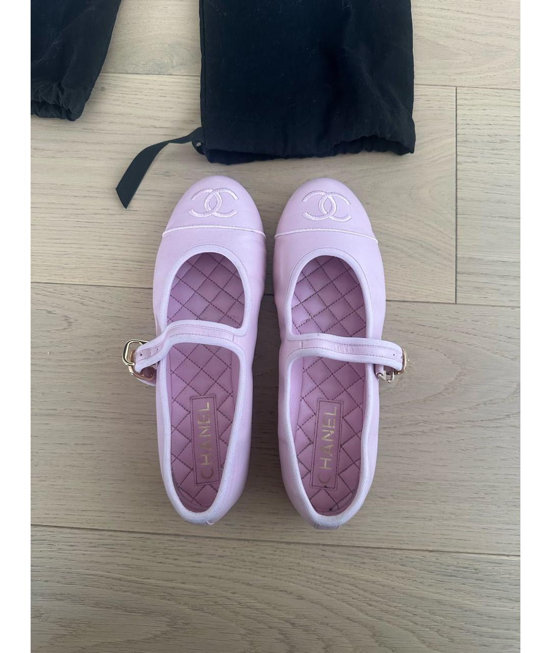 CHANEL Розовые кожаные балетки, фото 4