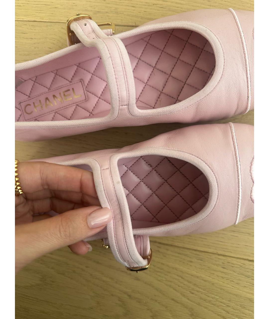 CHANEL Розовые кожаные балетки, фото 3