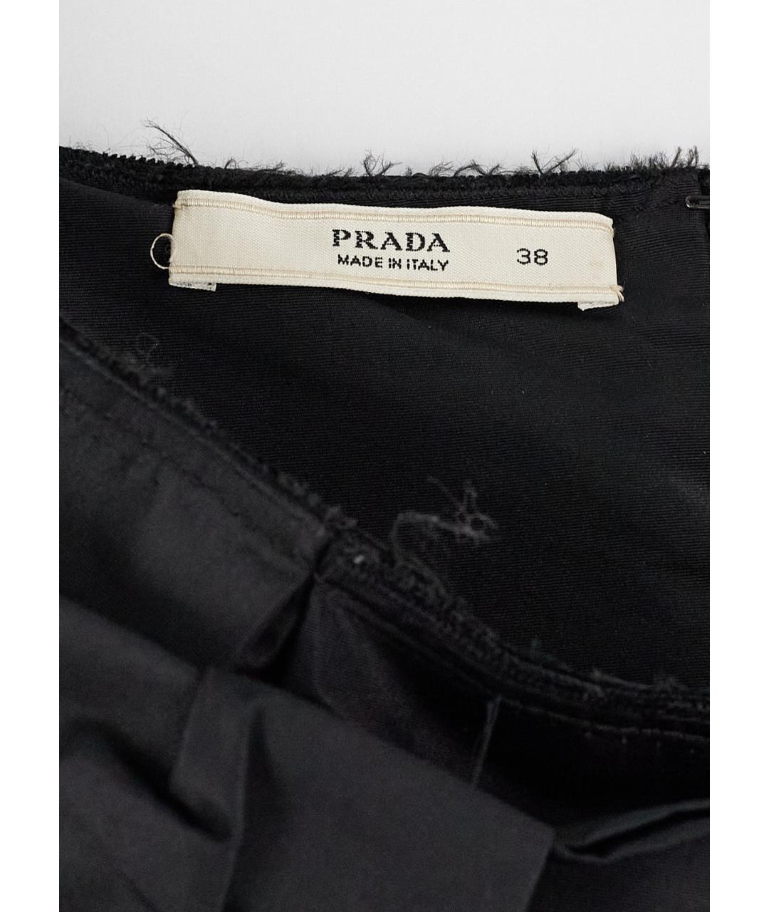 PRADA Черная шелковая юбка миди, фото 3