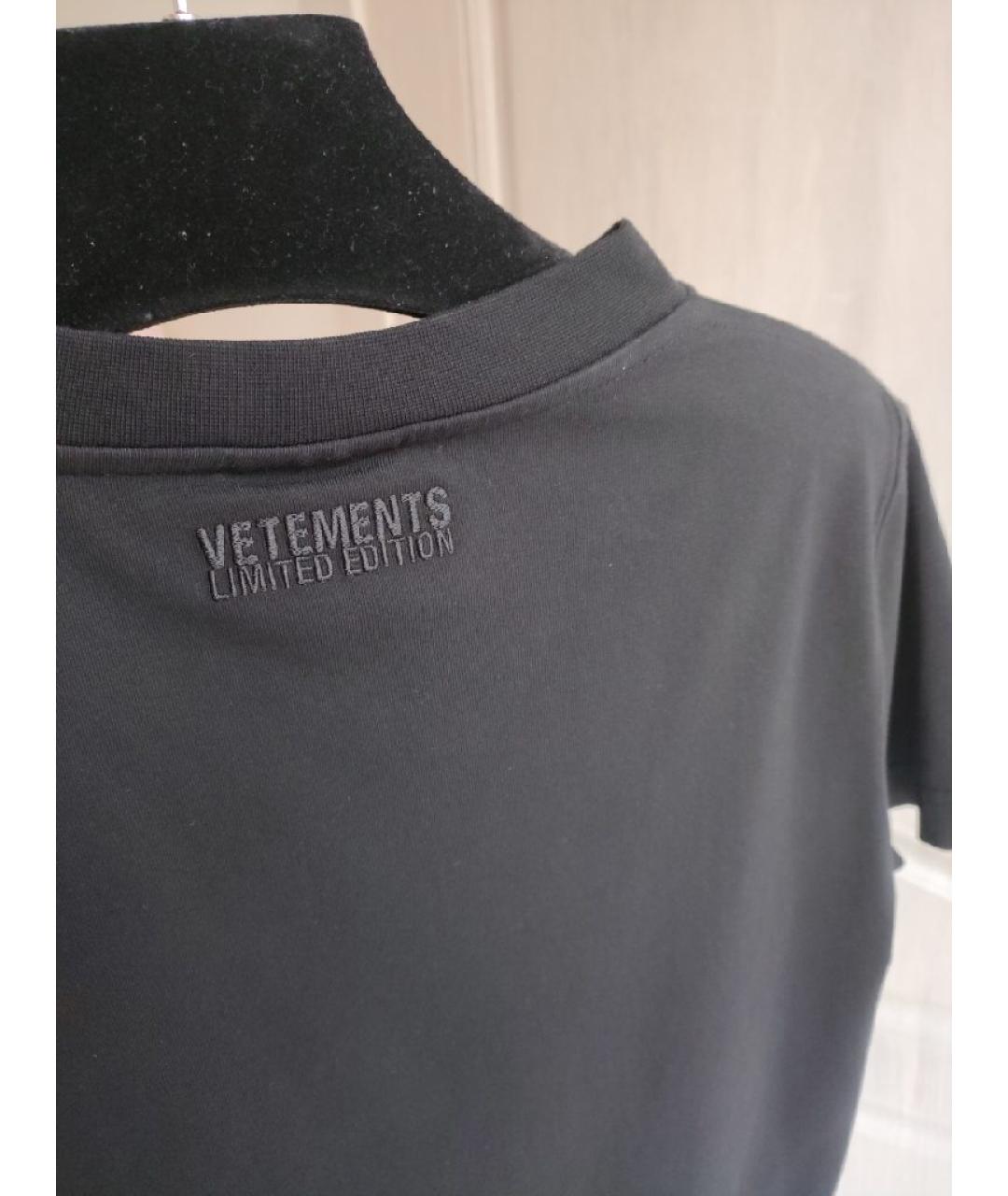 VETEMENTS Черная хлопко-эластановая футболка, фото 4