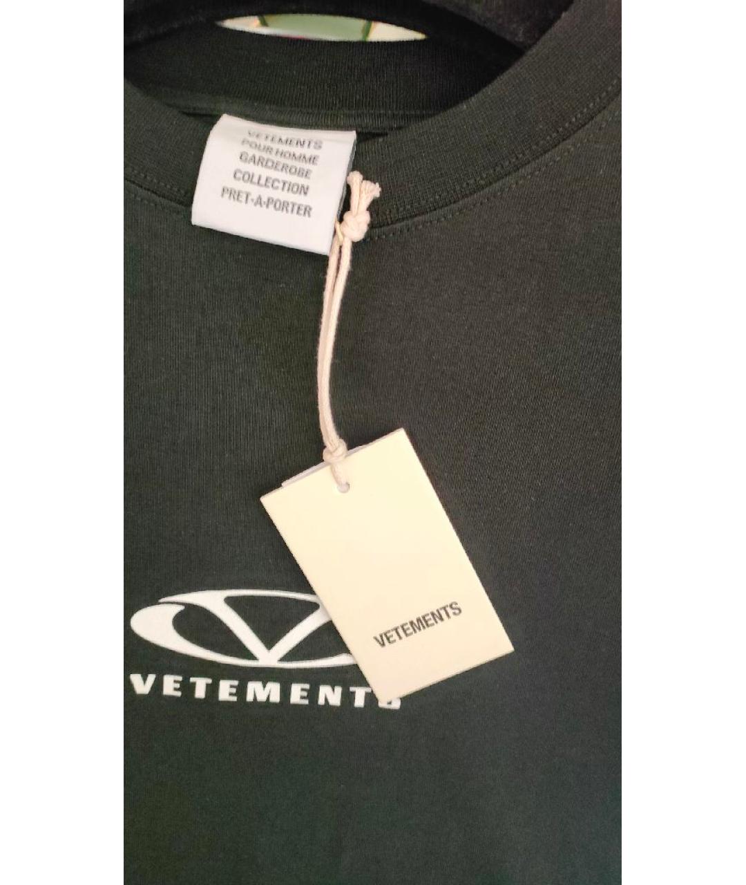 VETEMENTS Черная хлопко-эластановая футболка, фото 3