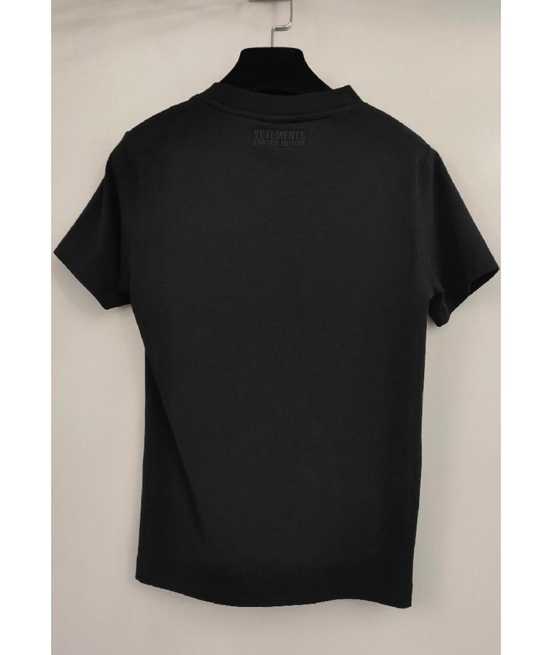 VETEMENTS Черная хлопко-эластановая футболка, фото 2