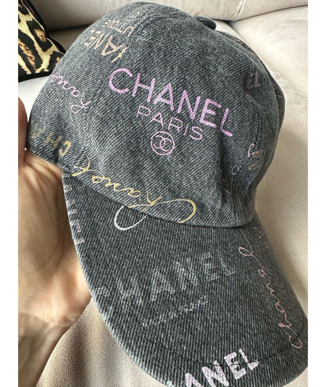 CHANEL Антрацитовая хлопковая кепка, фото 4