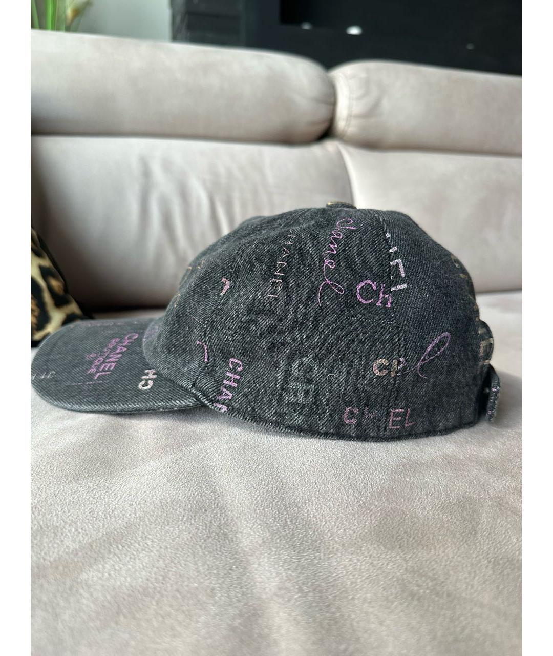 CHANEL Антрацитовая хлопковая кепка, фото 3