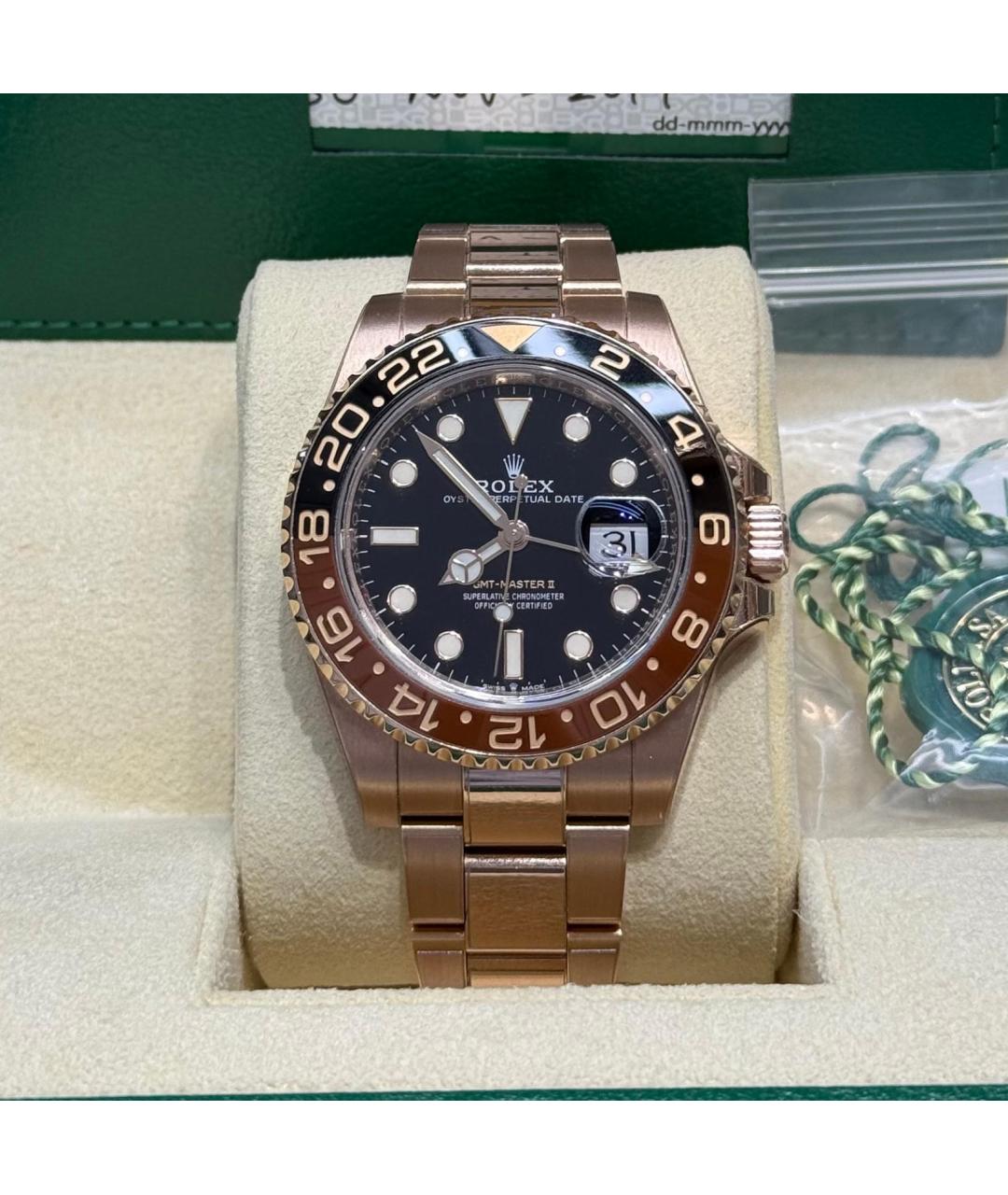 ROLEX Черные часы из розового золота, фото 2
