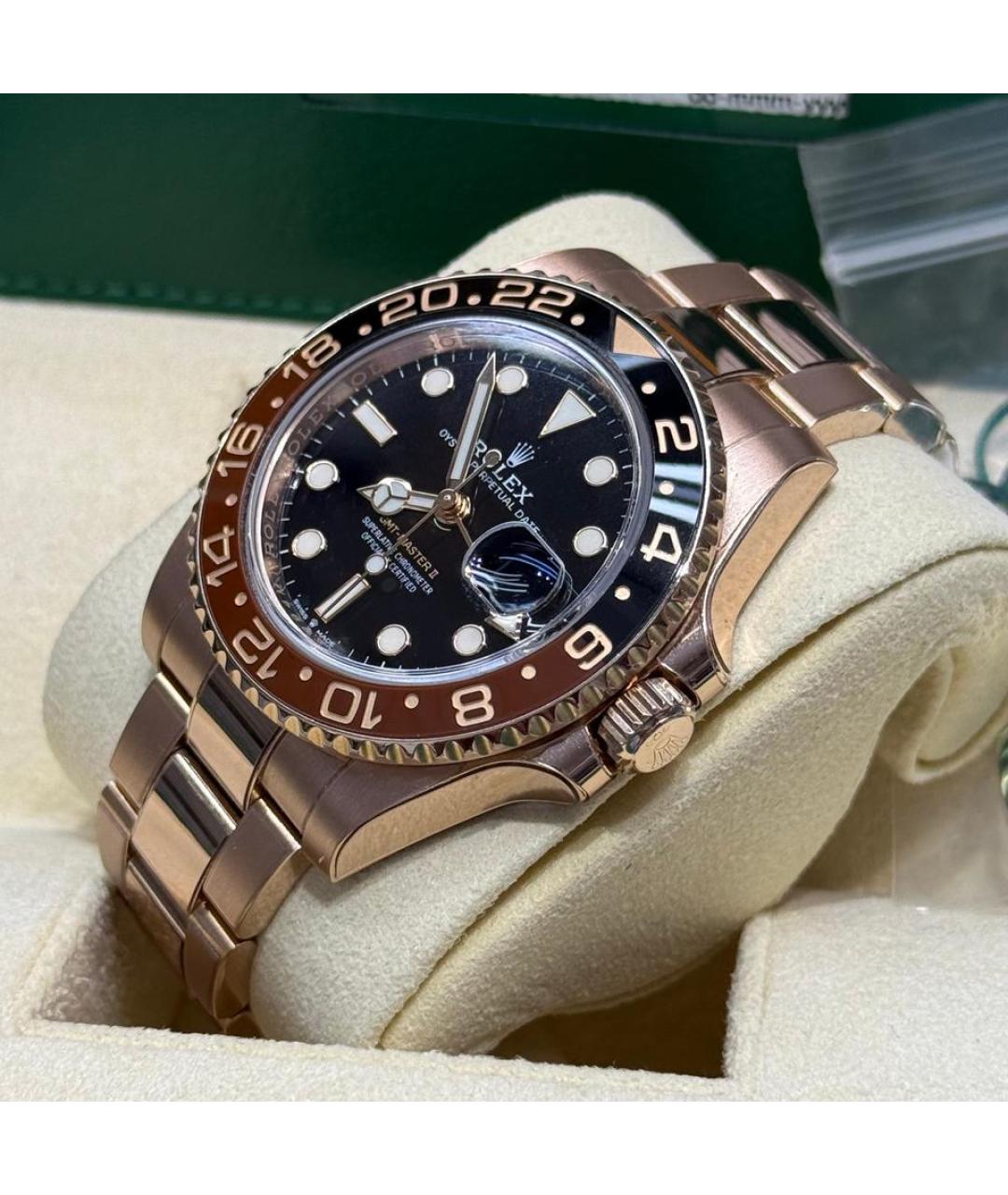 ROLEX Черные часы из розового золота, фото 4