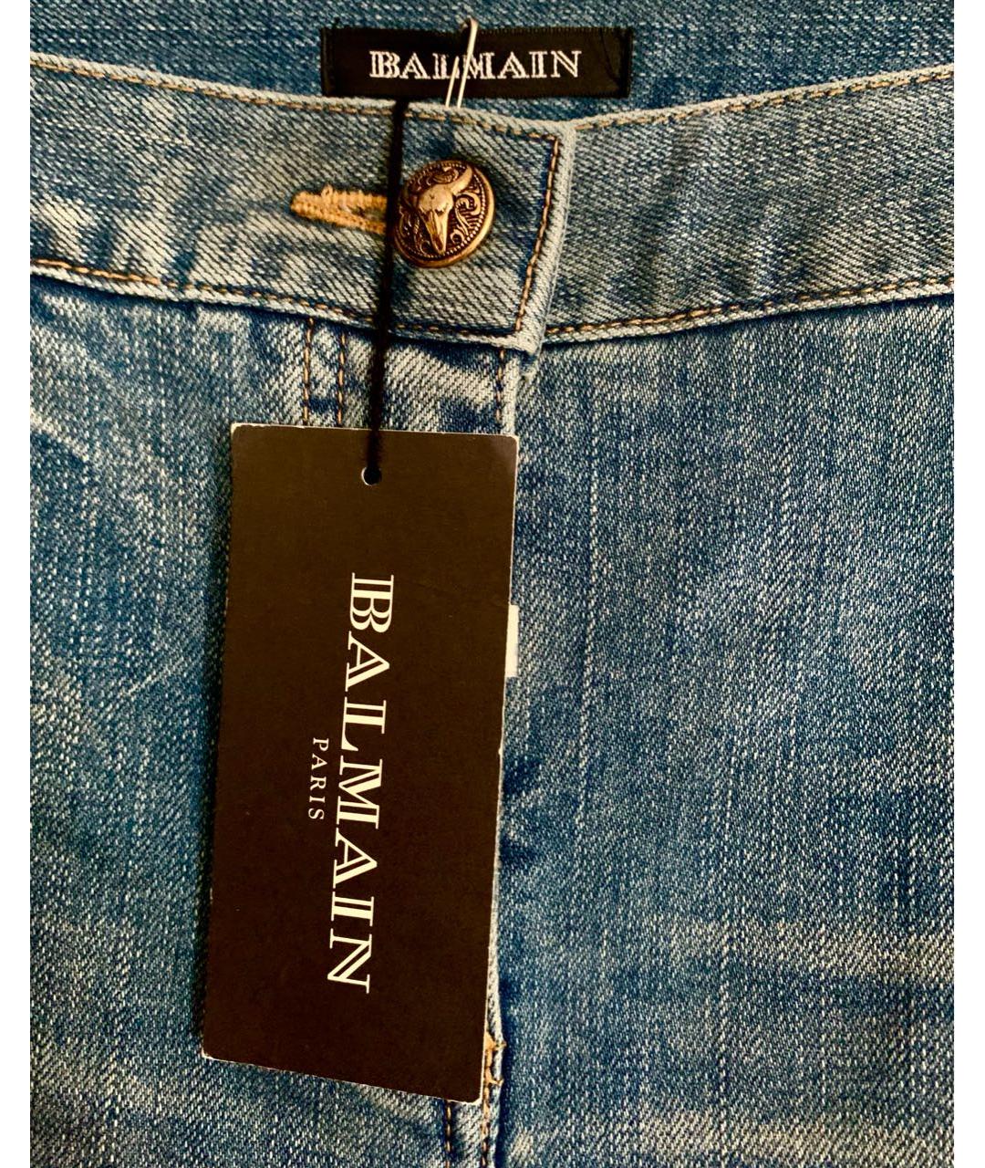 BALMAIN Голубые хлопковые прямые джинсы, фото 3
