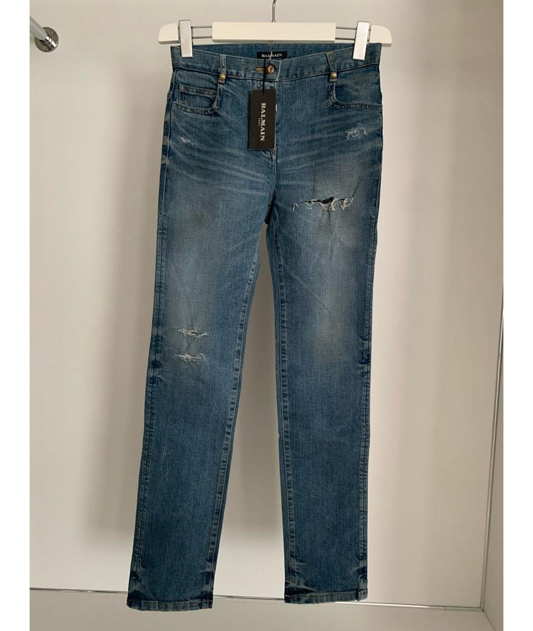 BALMAIN Голубые хлопковые прямые джинсы, фото 5