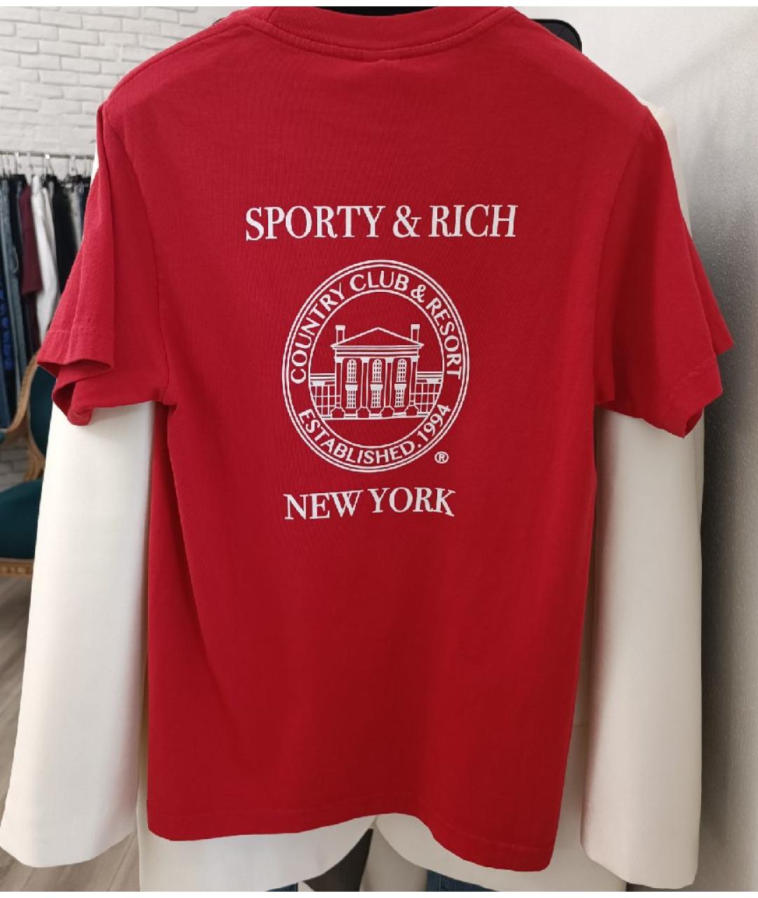 SPORTY AND RICH Красная хлопковая футболка, фото 2