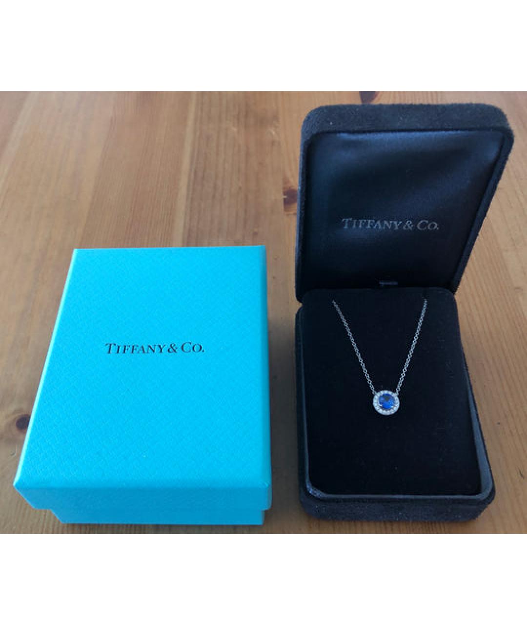 TIFFANY&CO Темно-синяя платиновая подвеска, фото 3