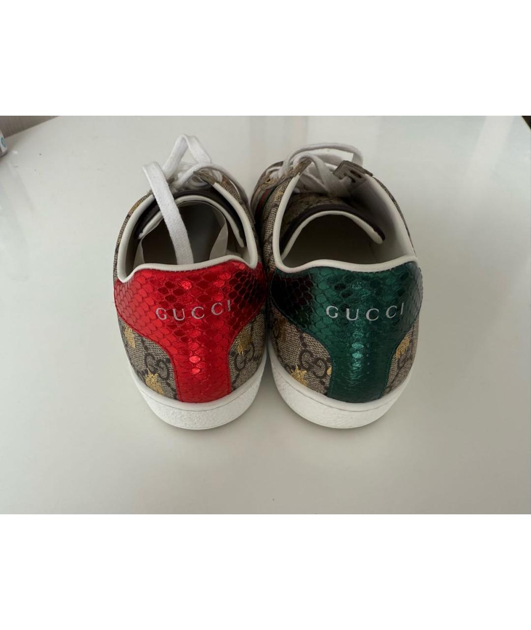 GUCCI Бежевые кожаные кеды, фото 3