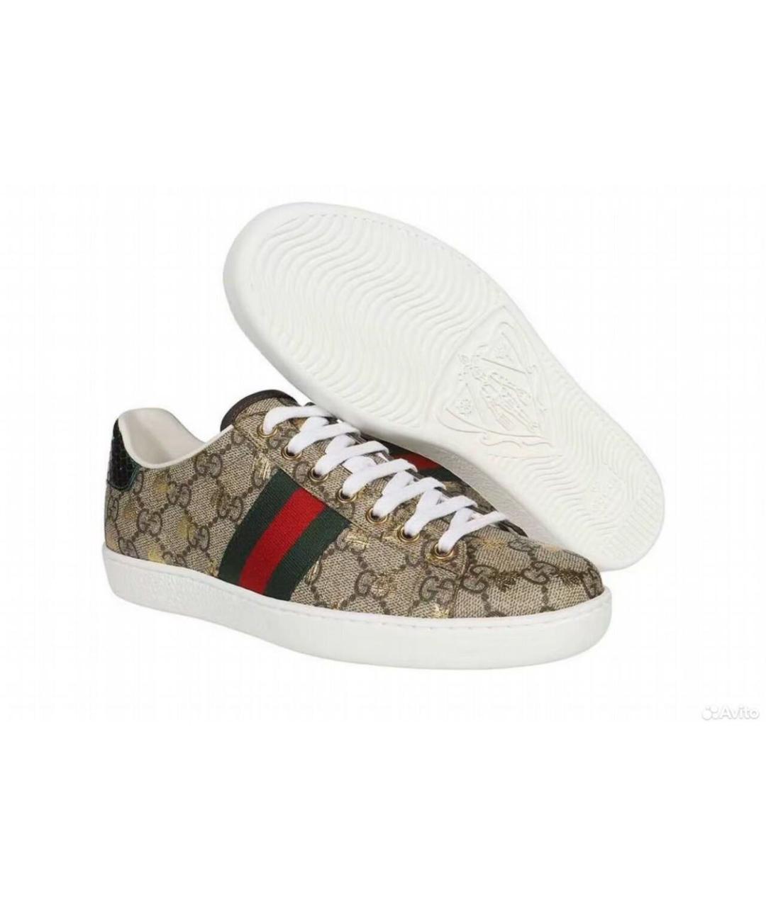 GUCCI Бежевые кожаные кеды, фото 8
