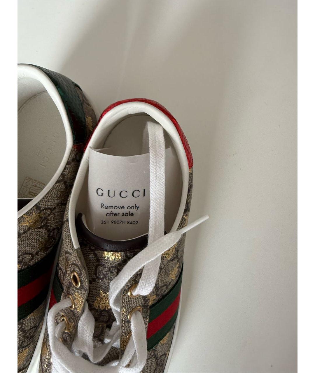 GUCCI Бежевые кожаные кеды, фото 2