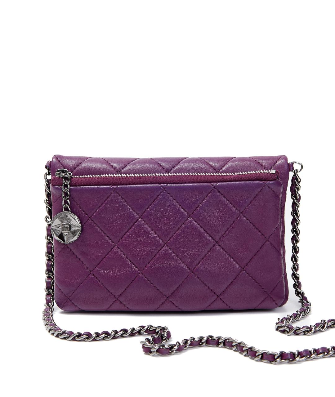 CHANEL Фиолетовая кожаная сумка через плечо, фото 3