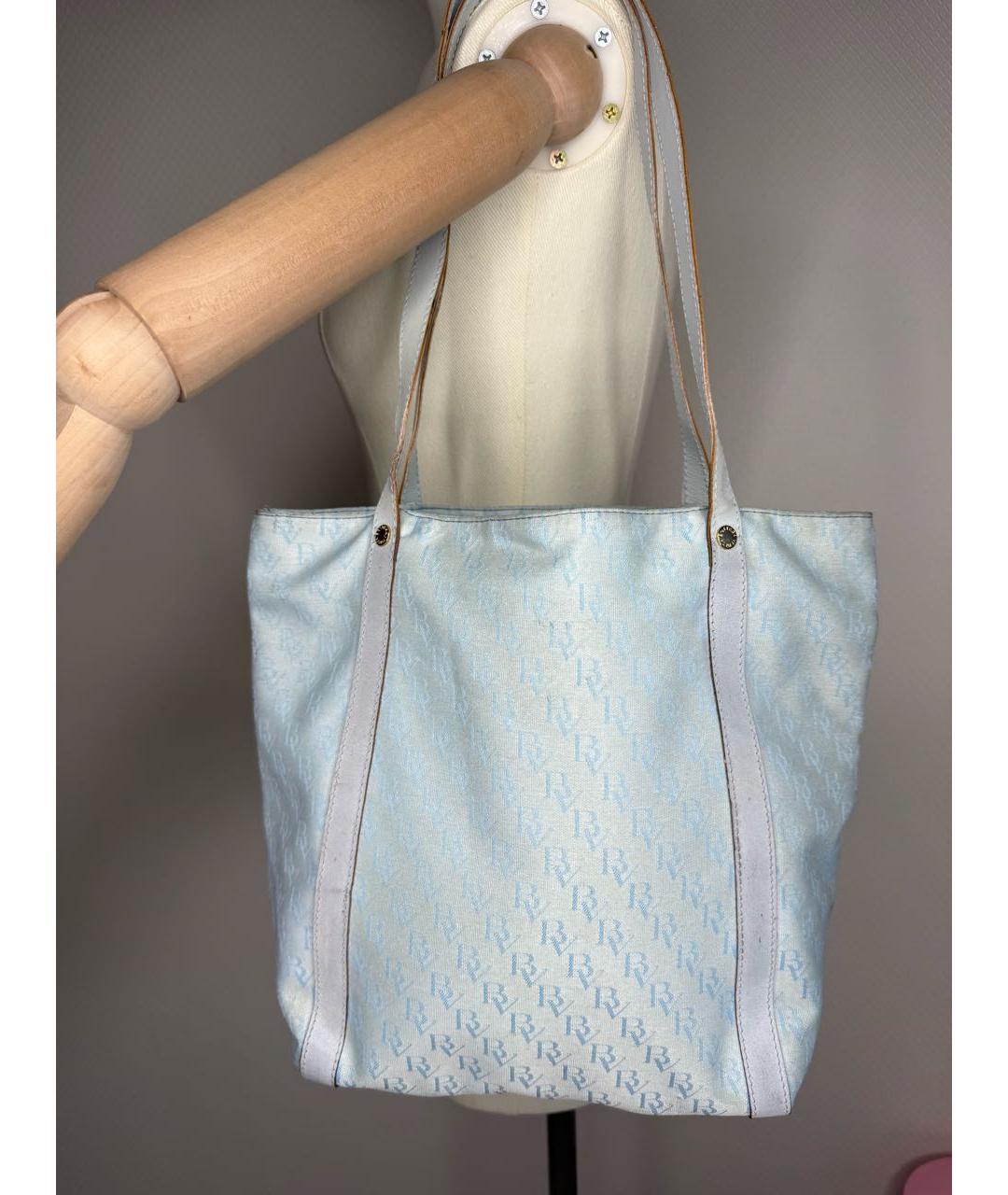BOTTEGA VENETA Голубая тканевая сумка тоут, фото 9