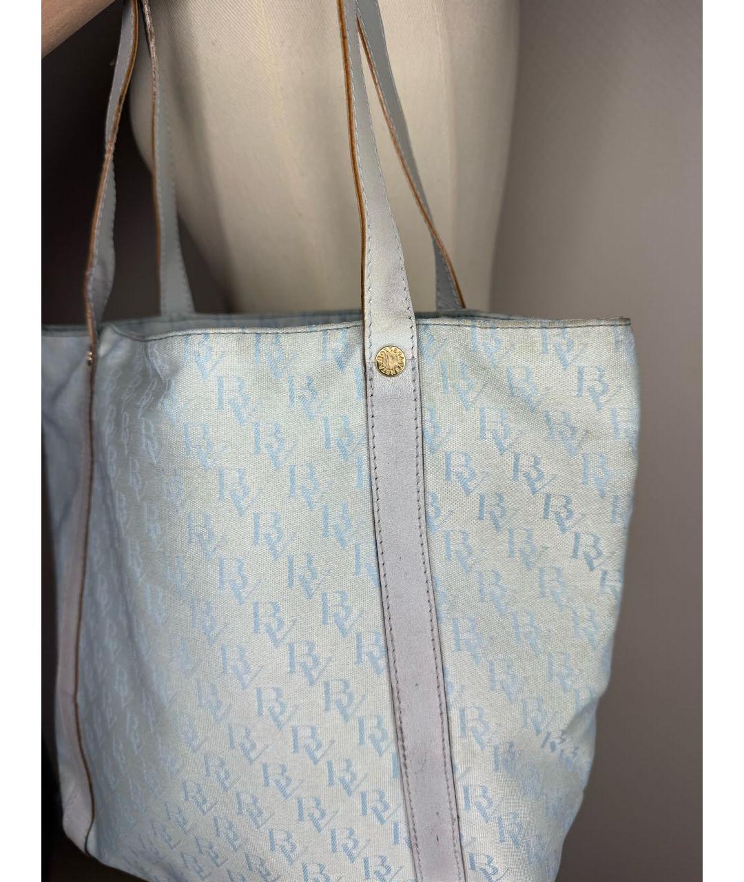 BOTTEGA VENETA Голубая тканевая сумка тоут, фото 4