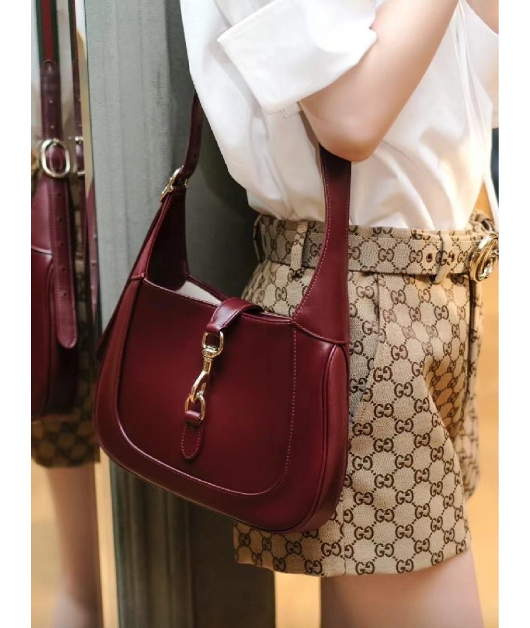 GUCCI Бордовая кожаная сумка через плечо, фото 6