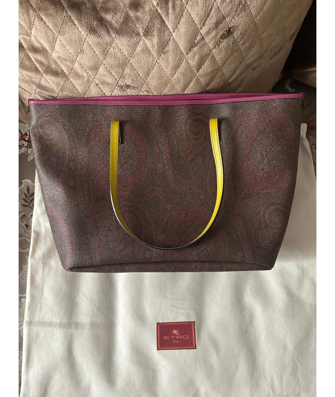 ETRO Коричневая кожаная сумка тоут, фото 8