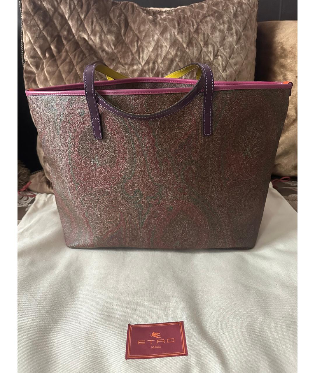 ETRO Коричневая кожаная сумка тоут, фото 2