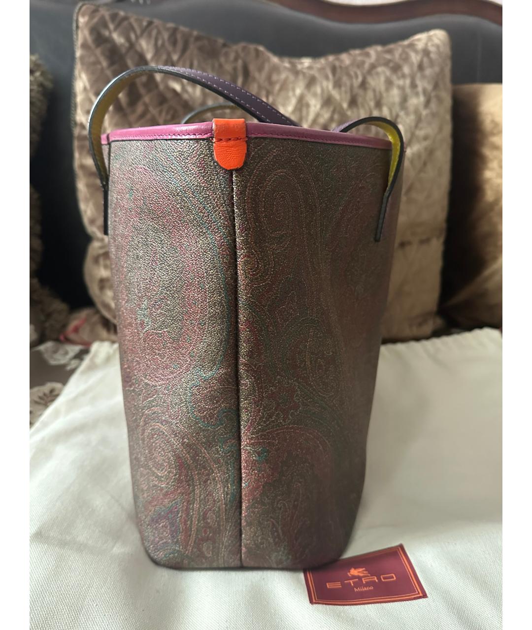 ETRO Коричневая кожаная сумка тоут, фото 5