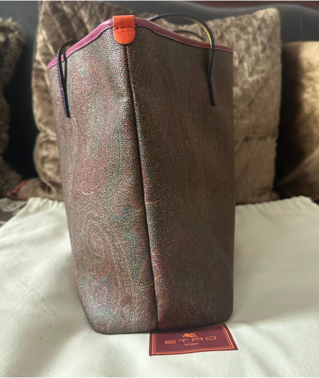 ETRO Коричневая кожаная сумка тоут, фото 4