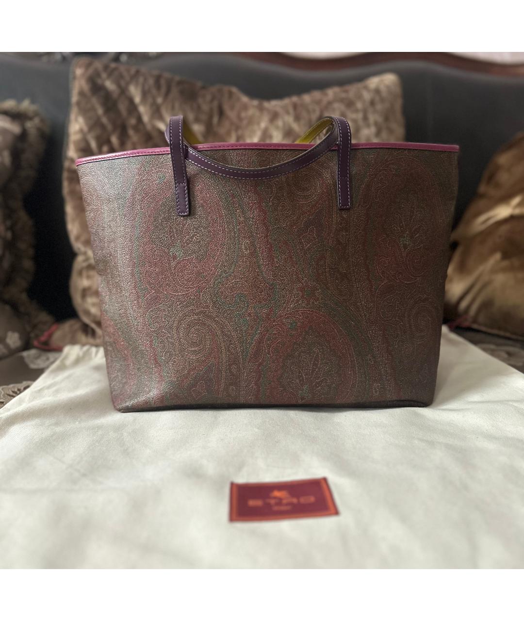 ETRO Коричневая кожаная сумка тоут, фото 10