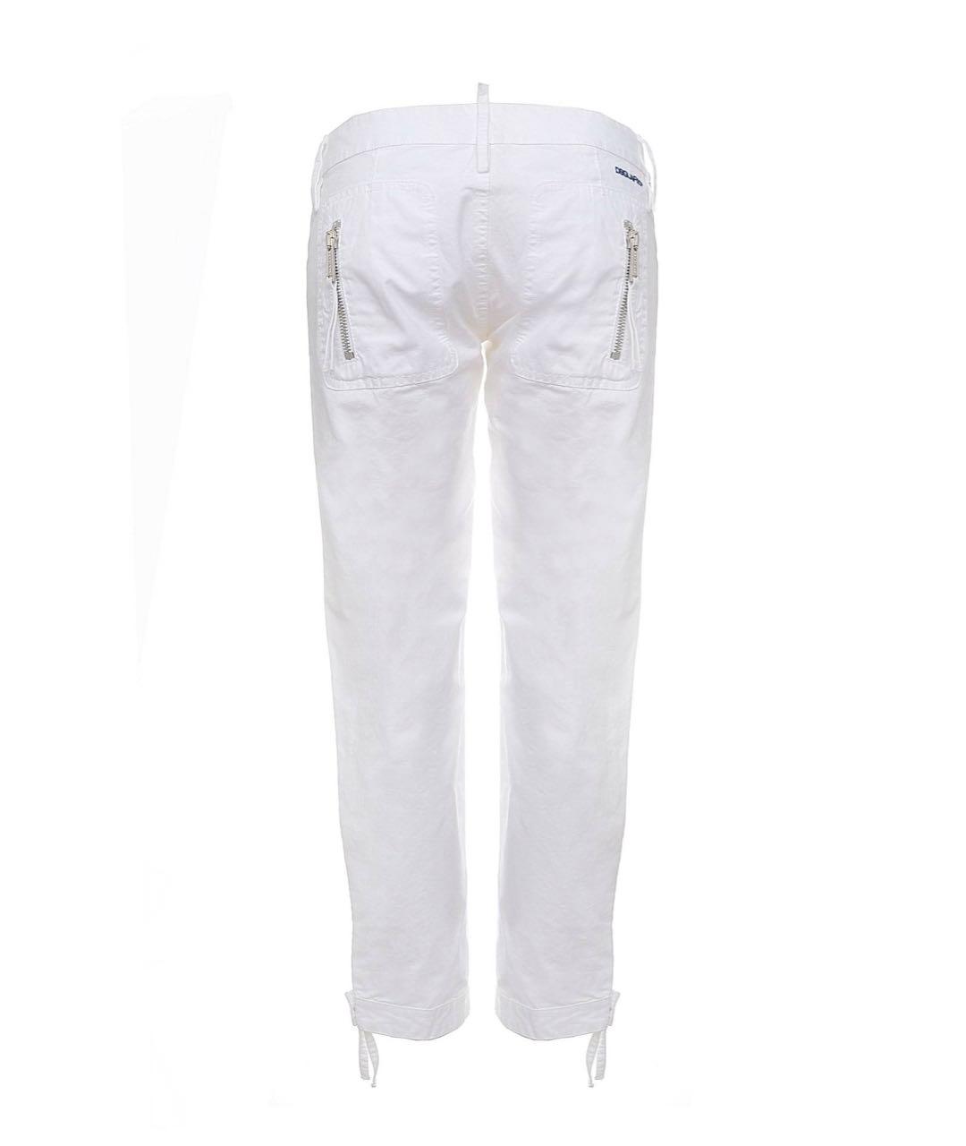 DSQUARED2 Белые хлопковые прямые брюки, фото 2
