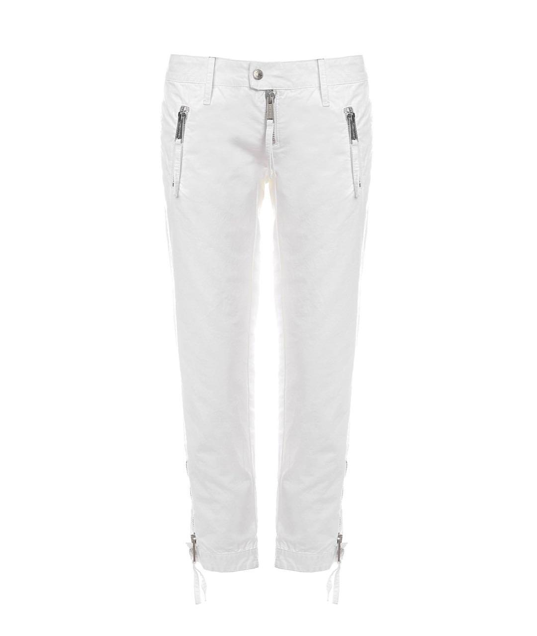 DSQUARED2 Белые хлопковые прямые брюки, фото 1