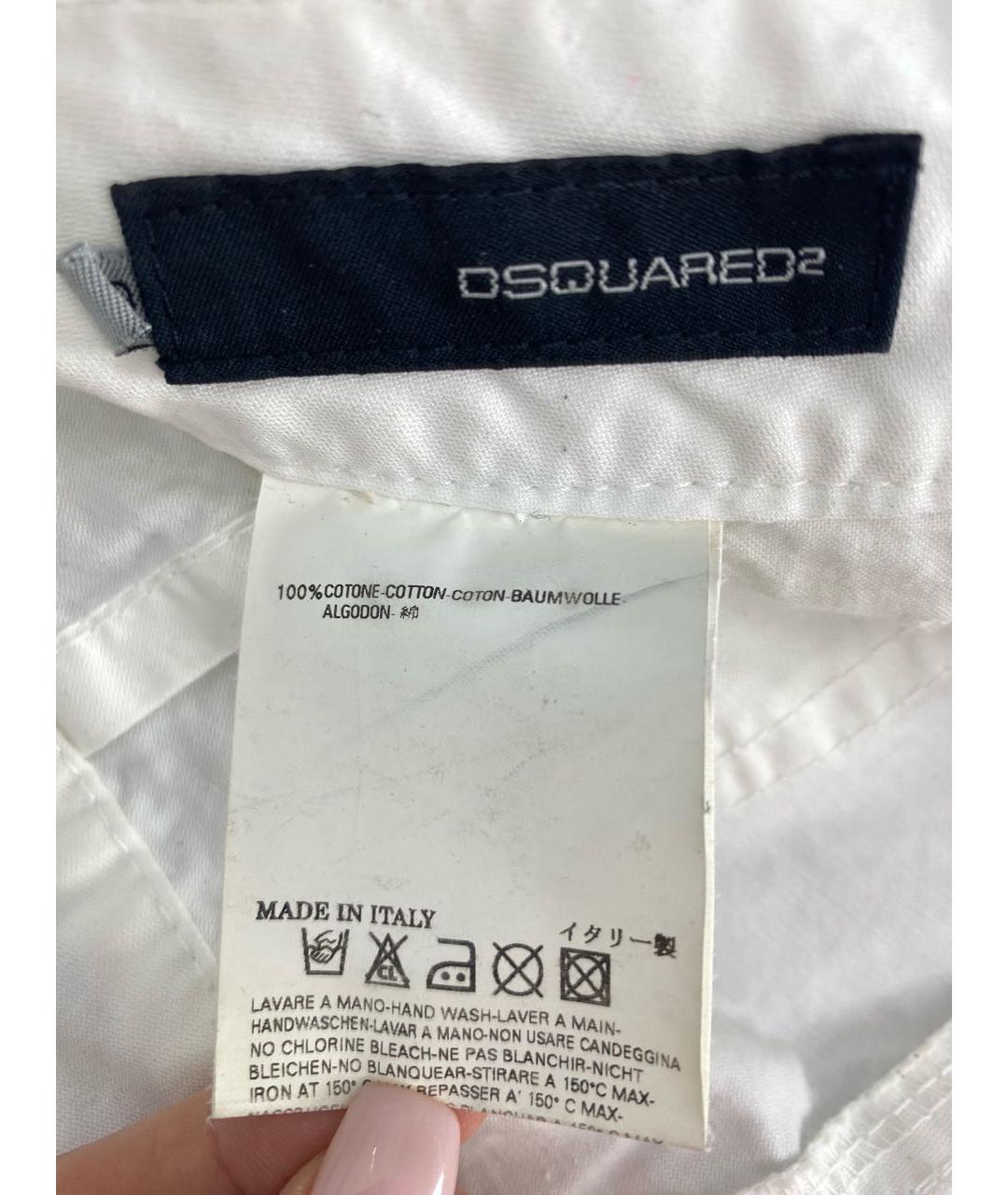 DSQUARED2 Белые хлопковые прямые брюки, фото 8