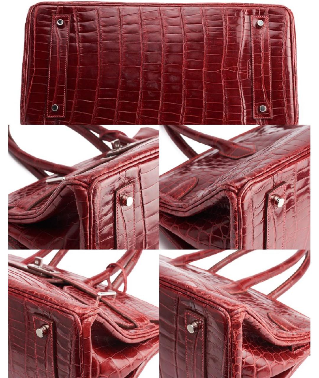 HERMES Бордовая сумка с короткими ручками из экзотической кожи, фото 7