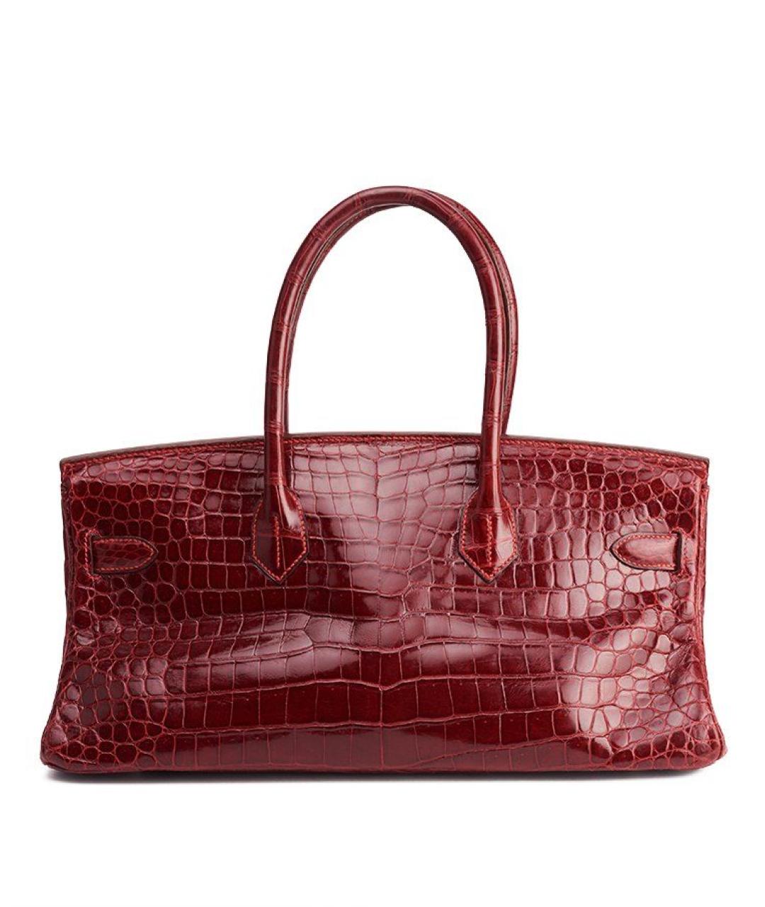 HERMES Бордовая сумка с короткими ручками из экзотической кожи, фото 3