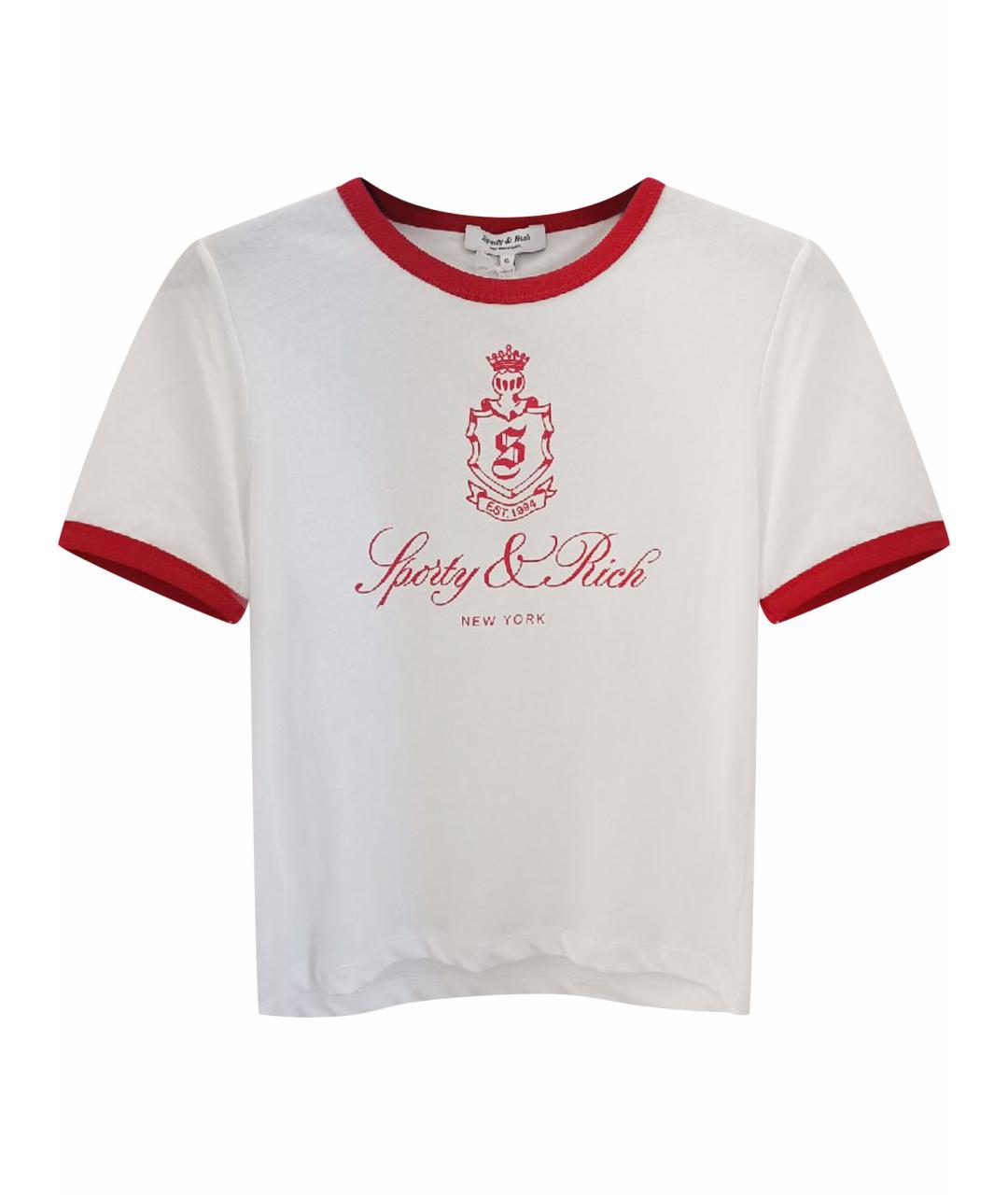 SPORTY AND RICH Белая хлопковая футболка, фото 1