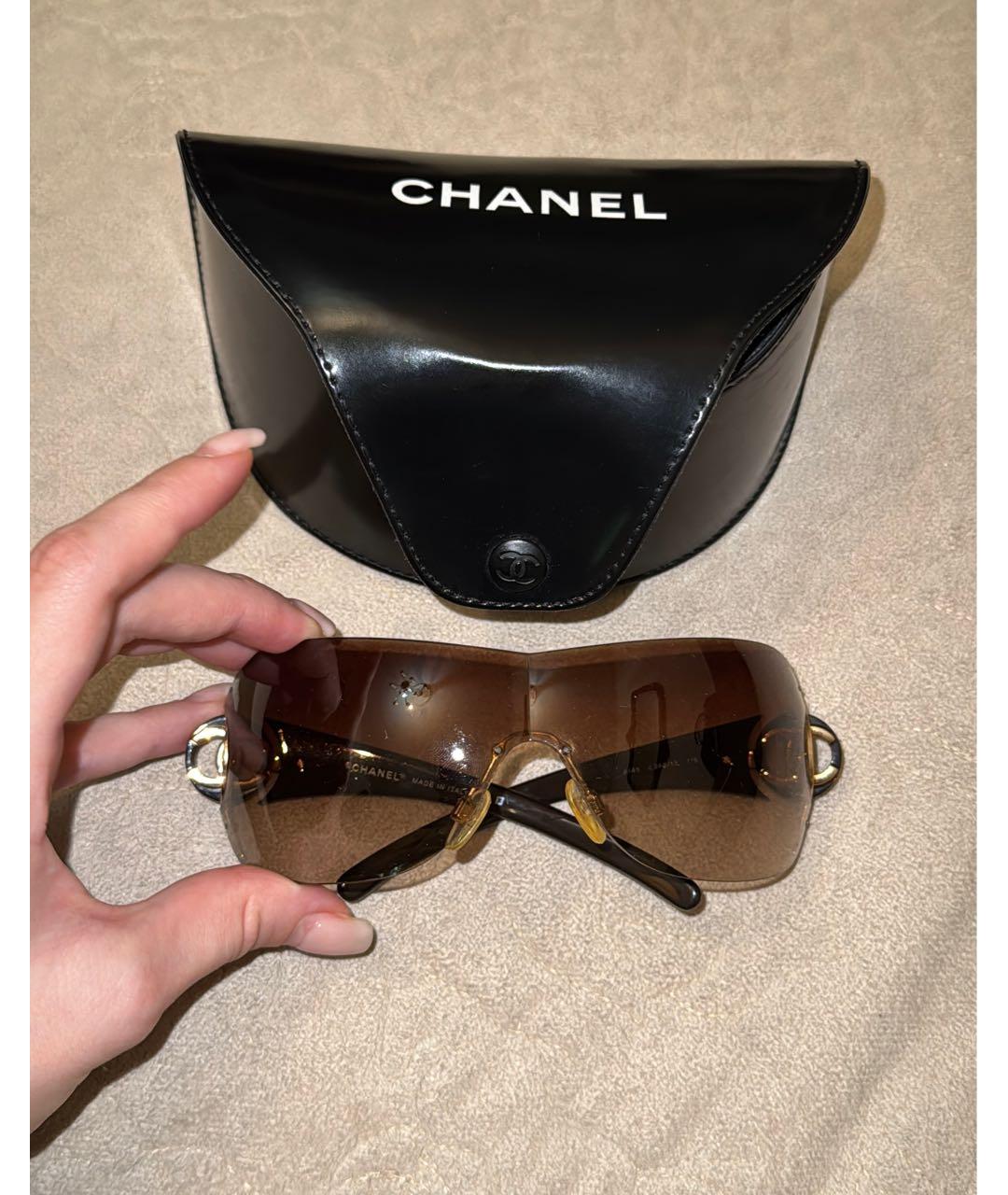 CHANEL Коричневые пластиковые солнцезащитные очки, фото 2