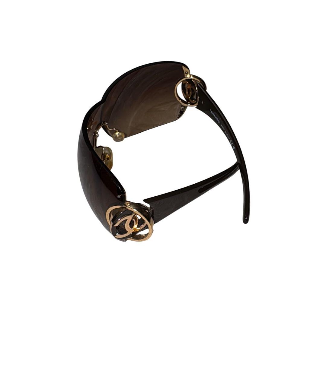 CHANEL Коричневые пластиковые солнцезащитные очки, фото 3