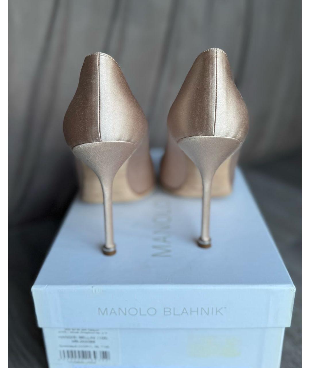 MANOLO BLAHNIK Бежевые текстильные туфли, фото 3