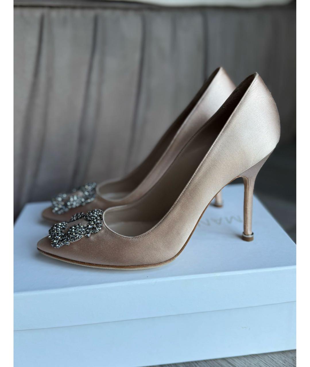 MANOLO BLAHNIK Бежевые текстильные туфли, фото 2