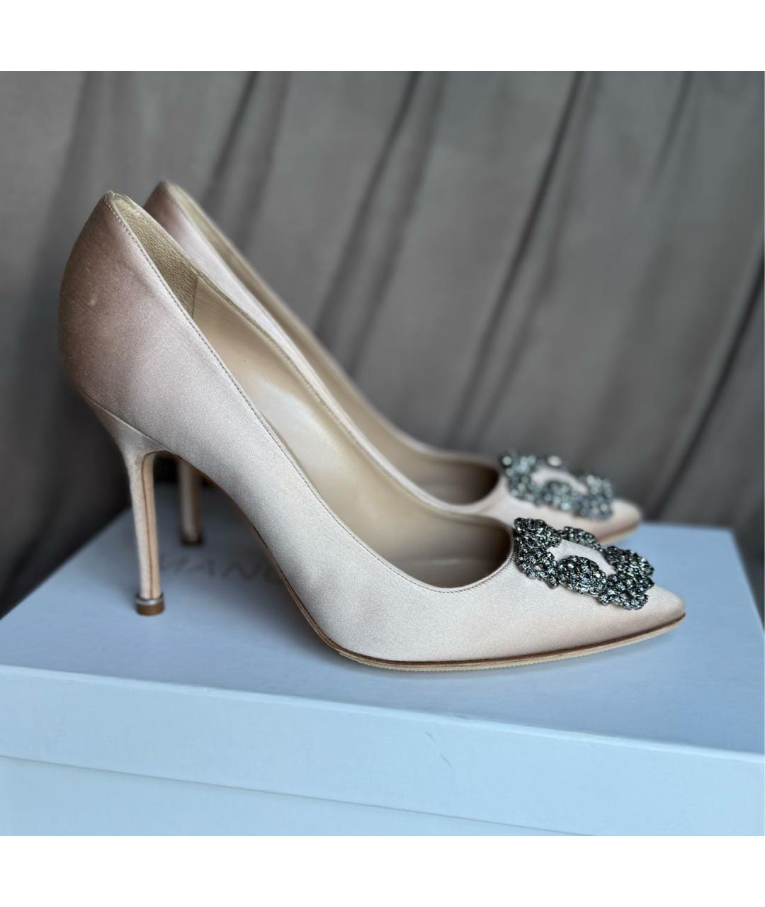 MANOLO BLAHNIK Бежевые текстильные туфли, фото 9