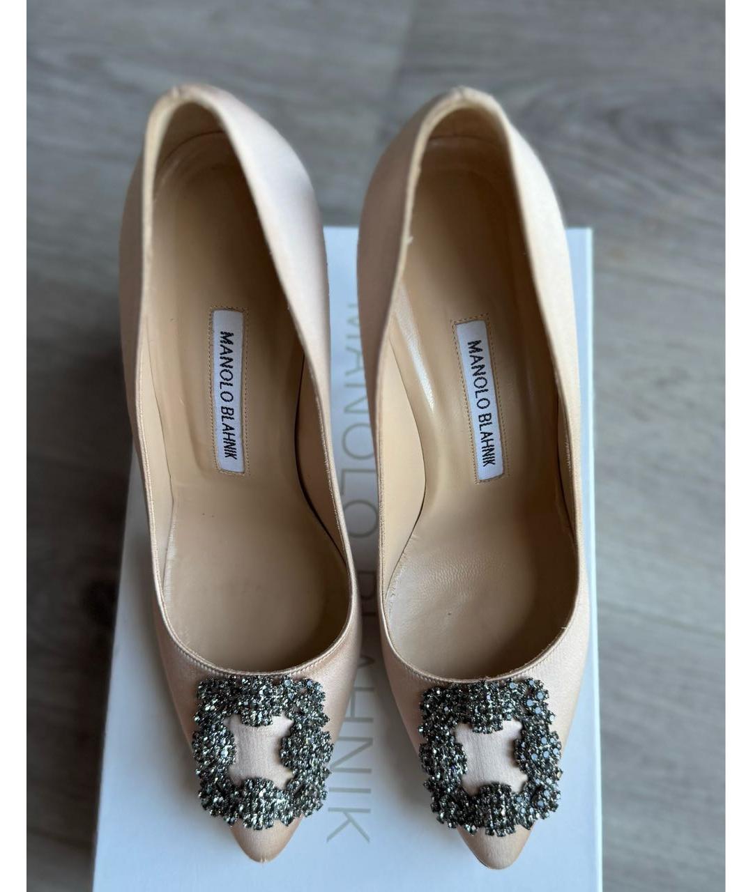 MANOLO BLAHNIK Бежевые текстильные туфли, фото 8