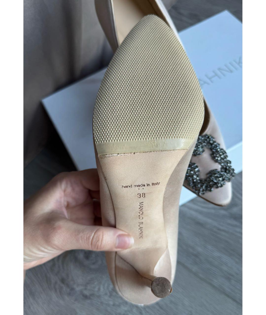 MANOLO BLAHNIK Бежевые текстильные туфли, фото 5