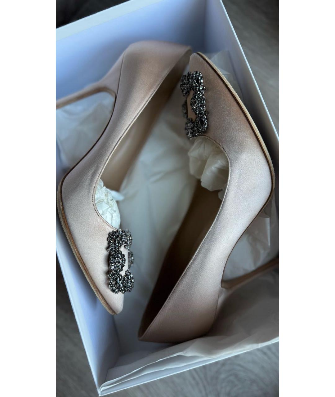 MANOLO BLAHNIK Бежевые текстильные туфли, фото 6
