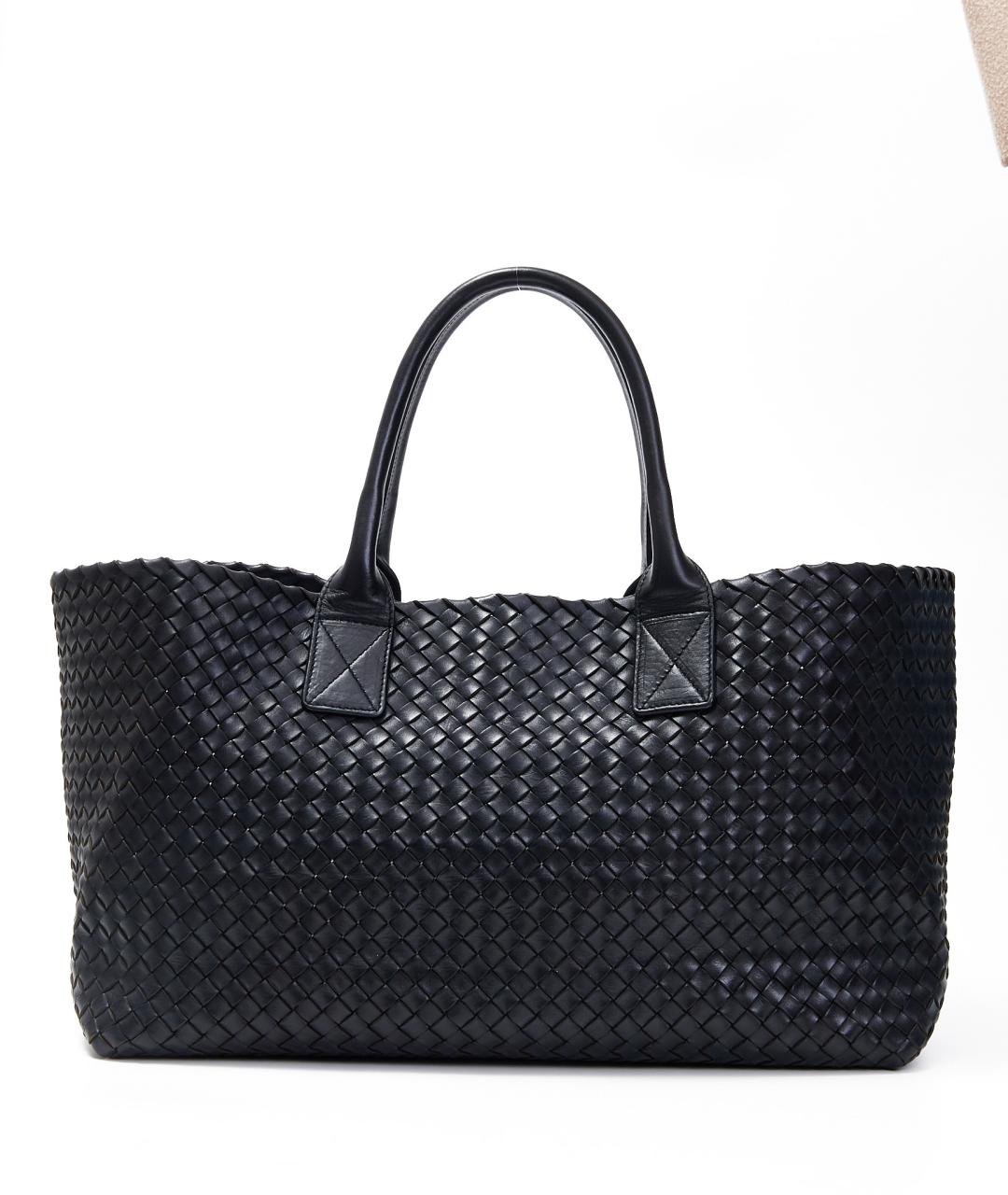 BOTTEGA VENETA Черная кожаная сумка тоут, фото 3