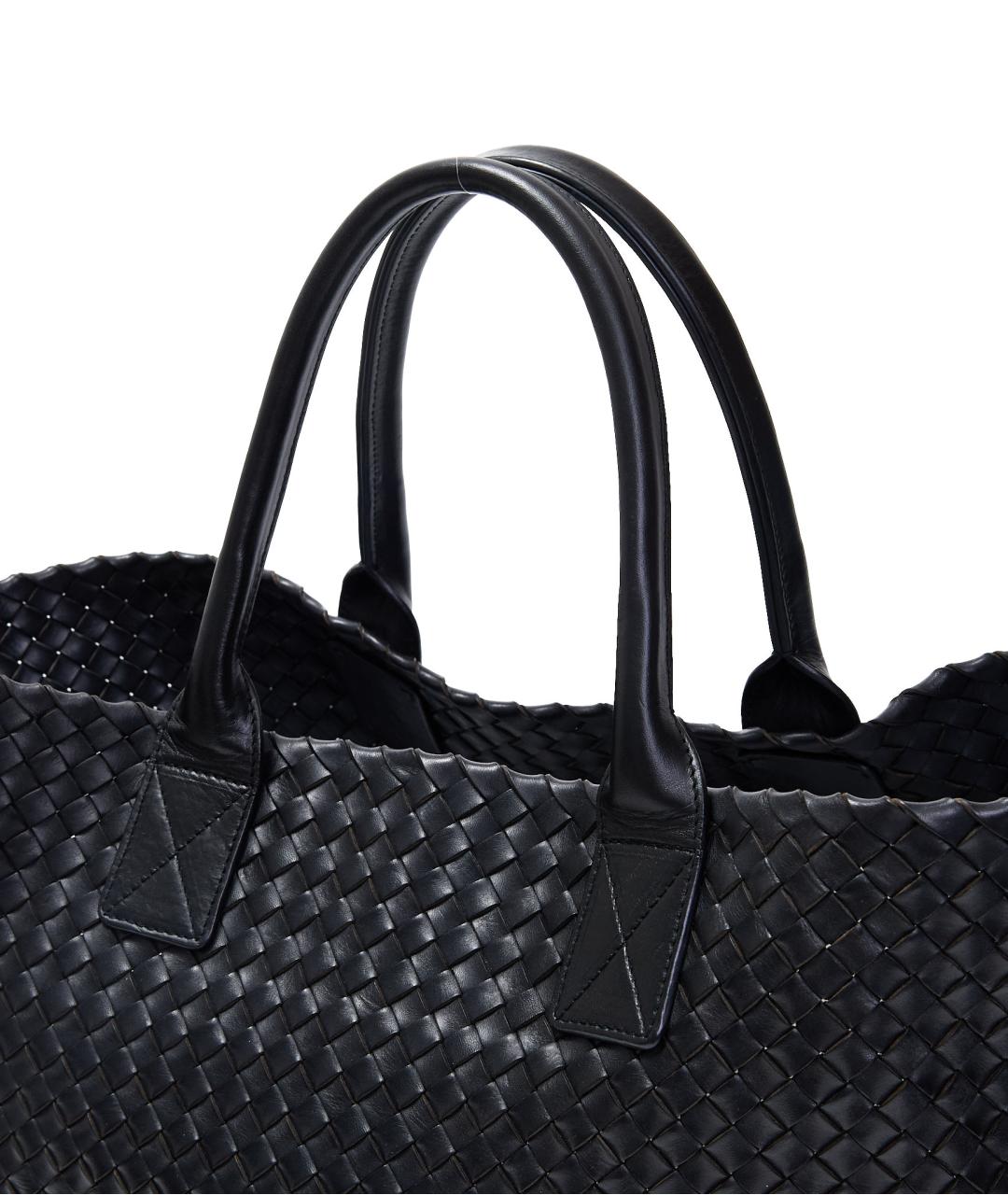 BOTTEGA VENETA Черная кожаная сумка тоут, фото 4