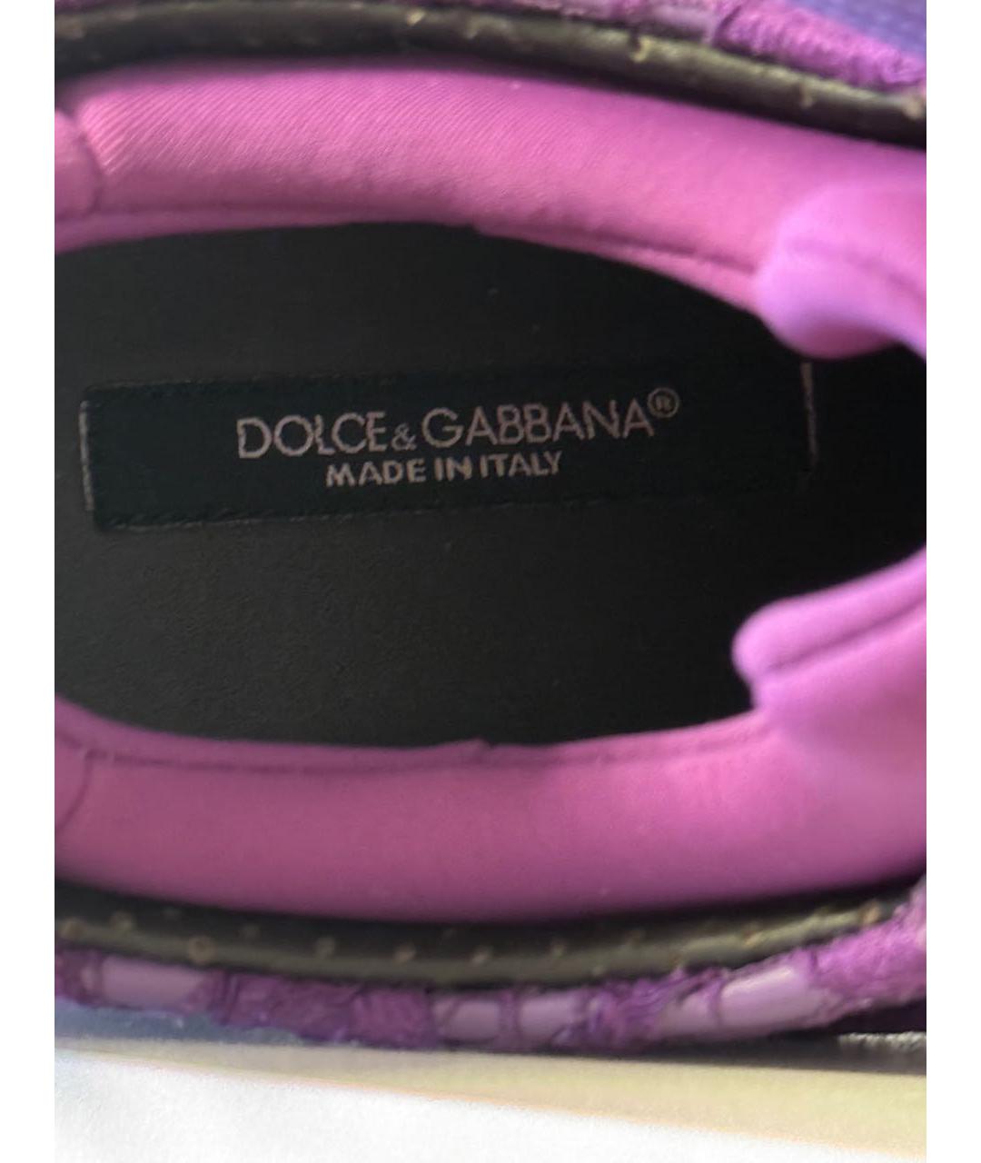 DOLCE&GABBANA Фиолетовые кожаные кроссовки, фото 4