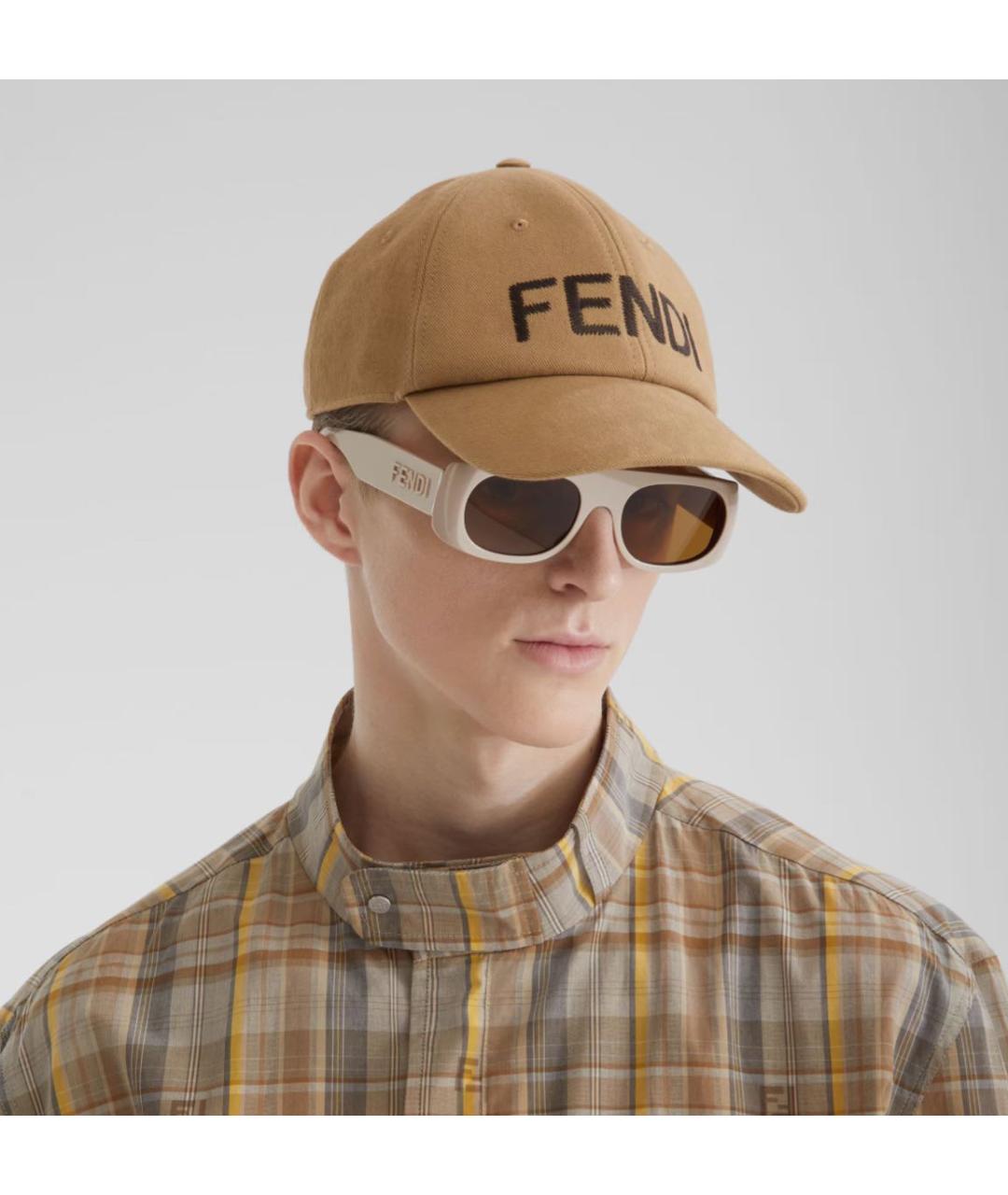 FENDI Бежевая хлопковая кепка/бейсболка, фото 3