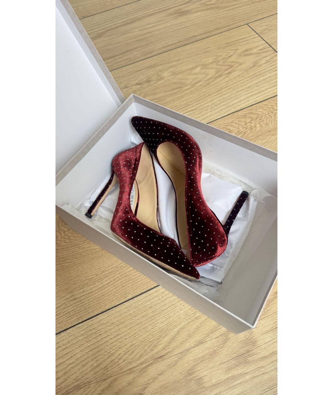 JIMMY CHOO Бордовые бархатные туфли, фото 7